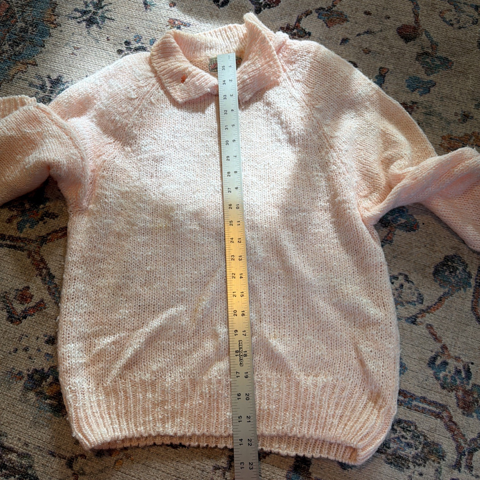 Vintage Spice Of Life Sweater Women’s Small Knit 80s Pullover Retro Peach