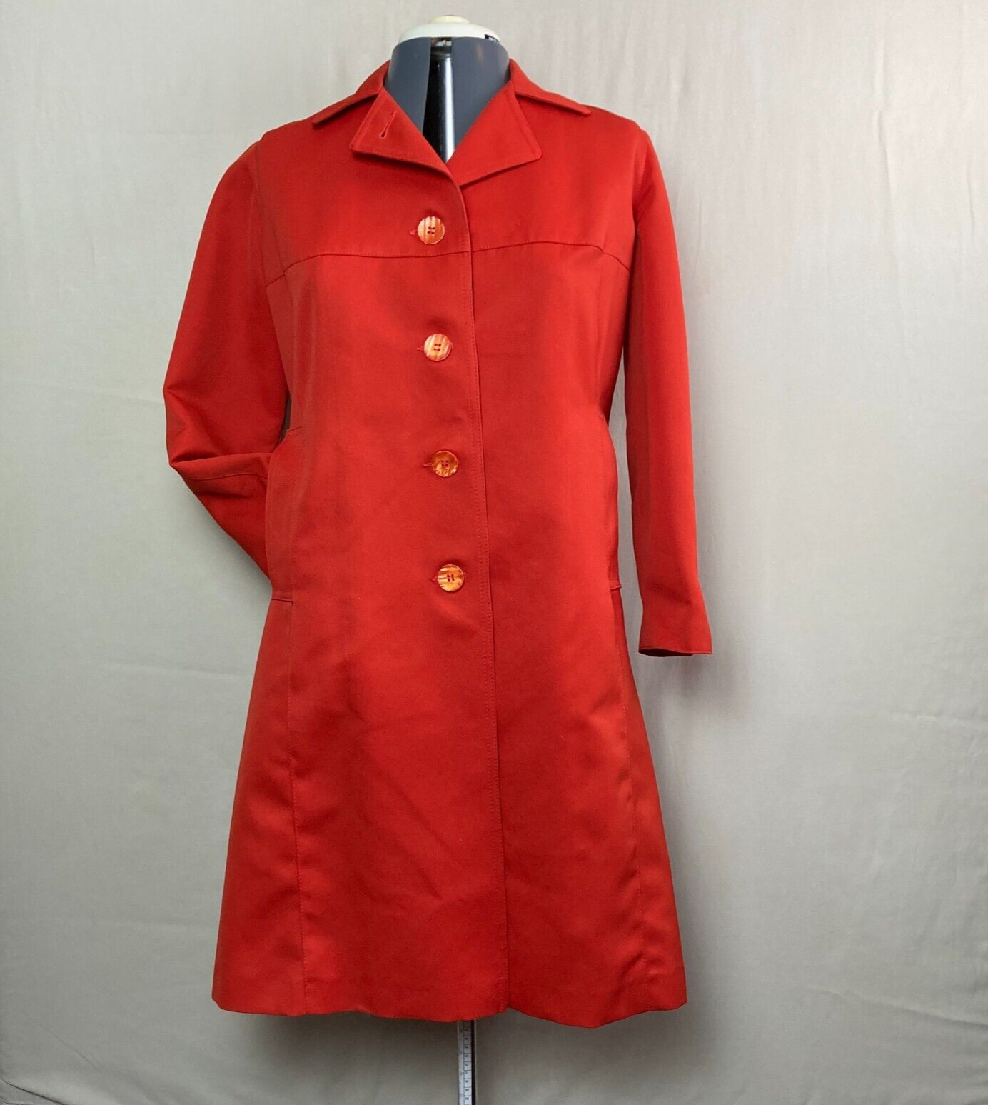 Jerold Womens S/M Vintage MOD 60/70’s Orange Trench Coat Raincoat