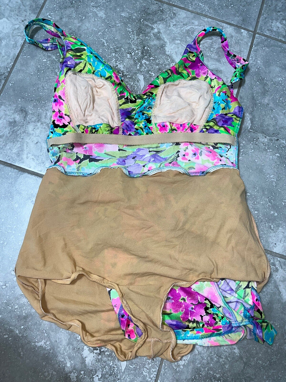 Maxine Of Hollywood One Piece Swimsuit Floral Pinup Romper Dress Retro Swim 18
