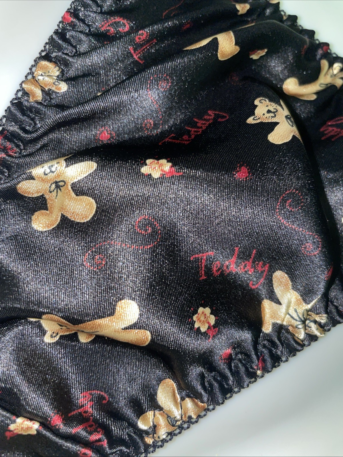 NWOT 90’s VTG Teddy Bear Satin String Bikini Panties W/Bows Unique Sissy Sz XL