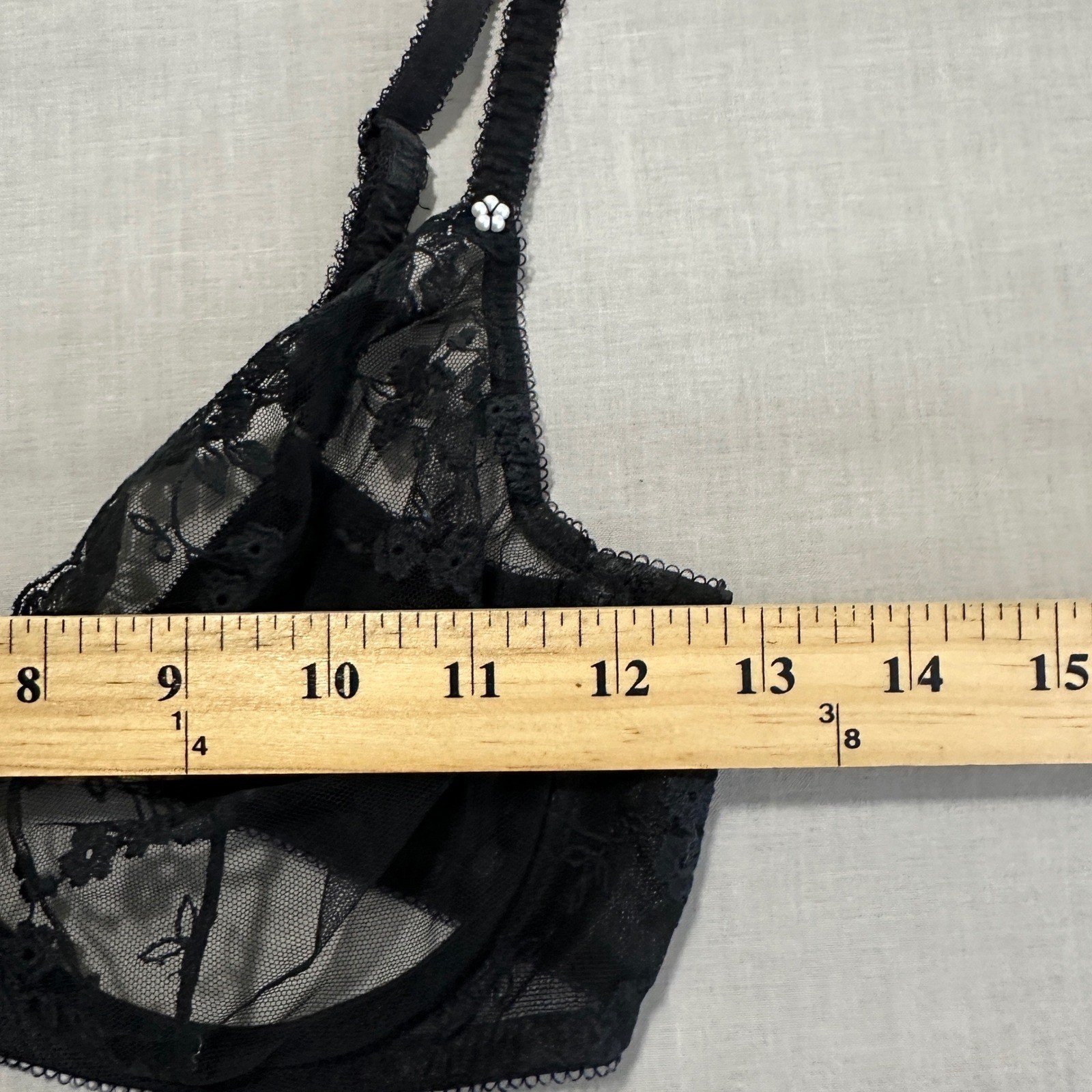 Christian Dior Women’s 34B Bra Black Vintage Floral Lace Sheer Underwire