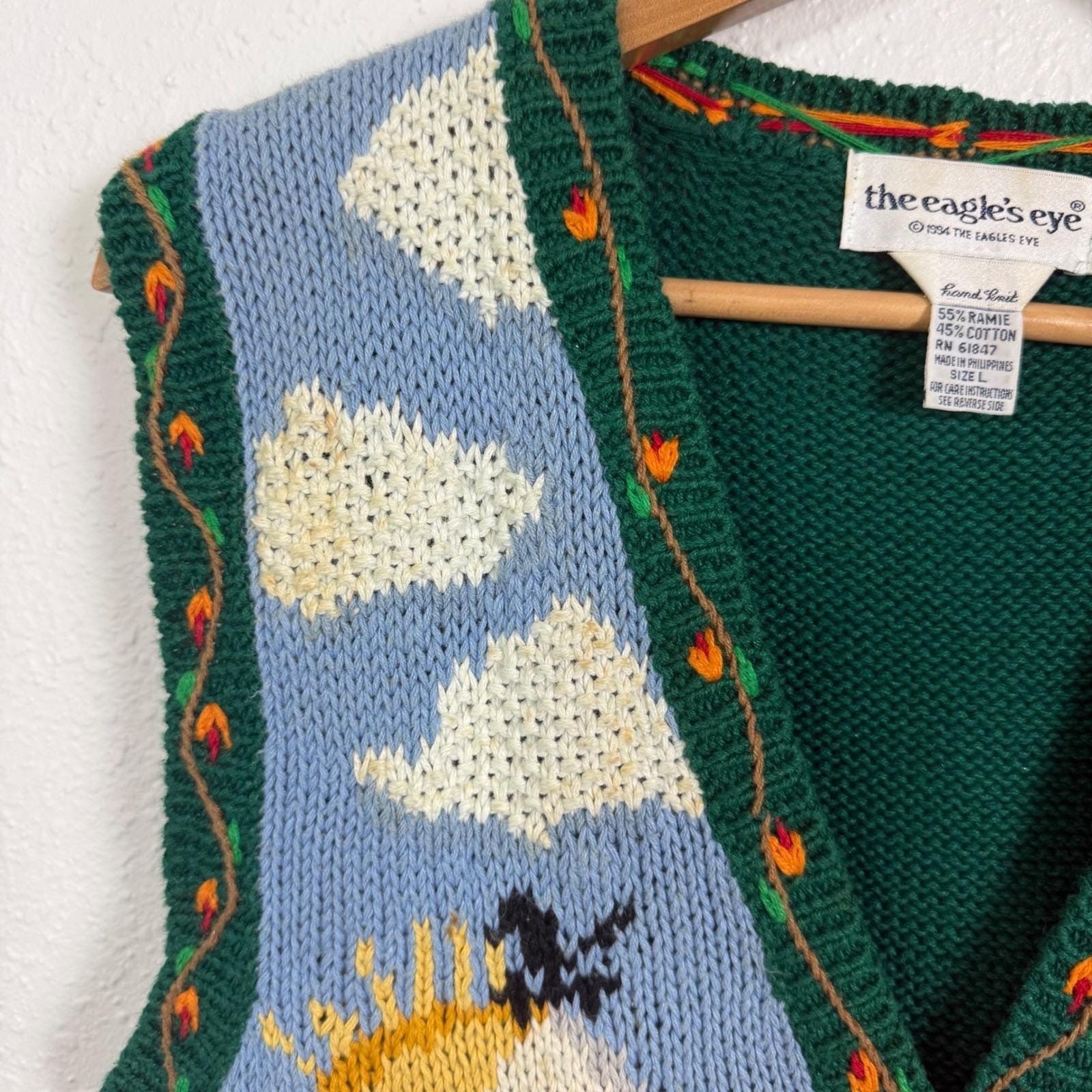 The Eagle’s Eye Large Sweater Vest Knit Harvest Farm Pumpkin Grandmacore Ramie