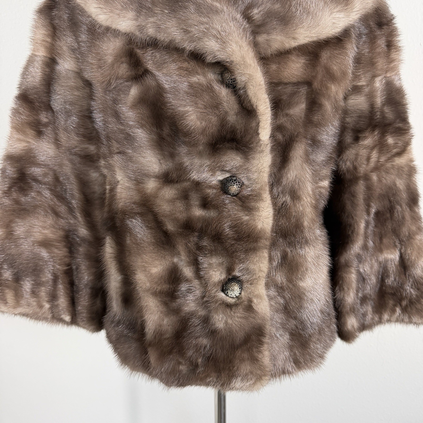 Vintage 1960s 70s Fur Genuine Mink Fur Coat Salon Old Money Mob Size S/M