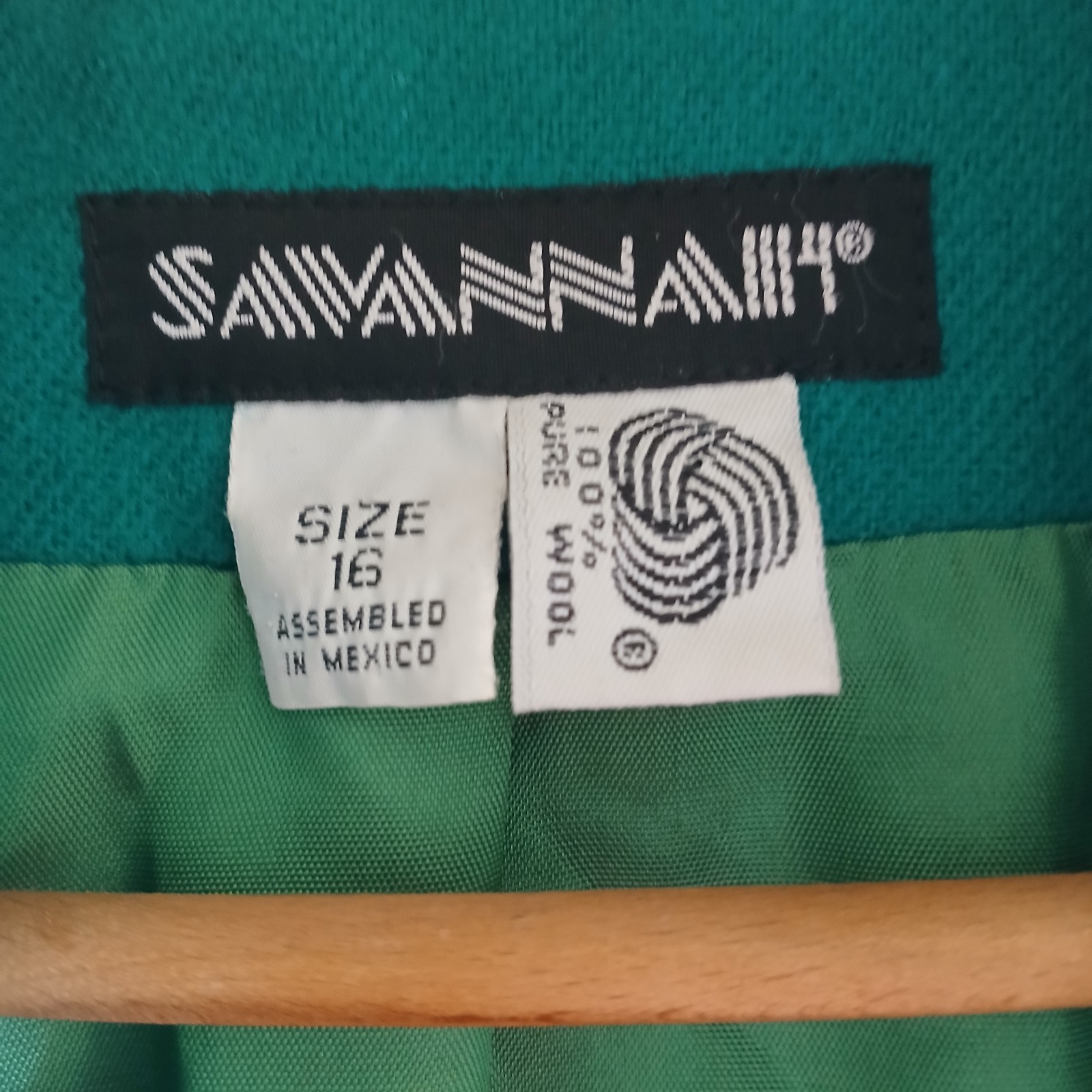 Vintage Savannah Blue-Green Wool Blazer Women’s Size 16
