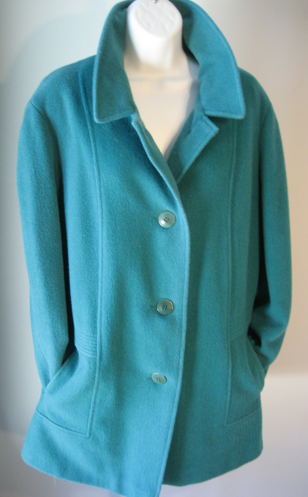 Vintage Wellington Fashions Coat Wool Green USA Sz12? Med? Bust~42″ Nice St.Pats