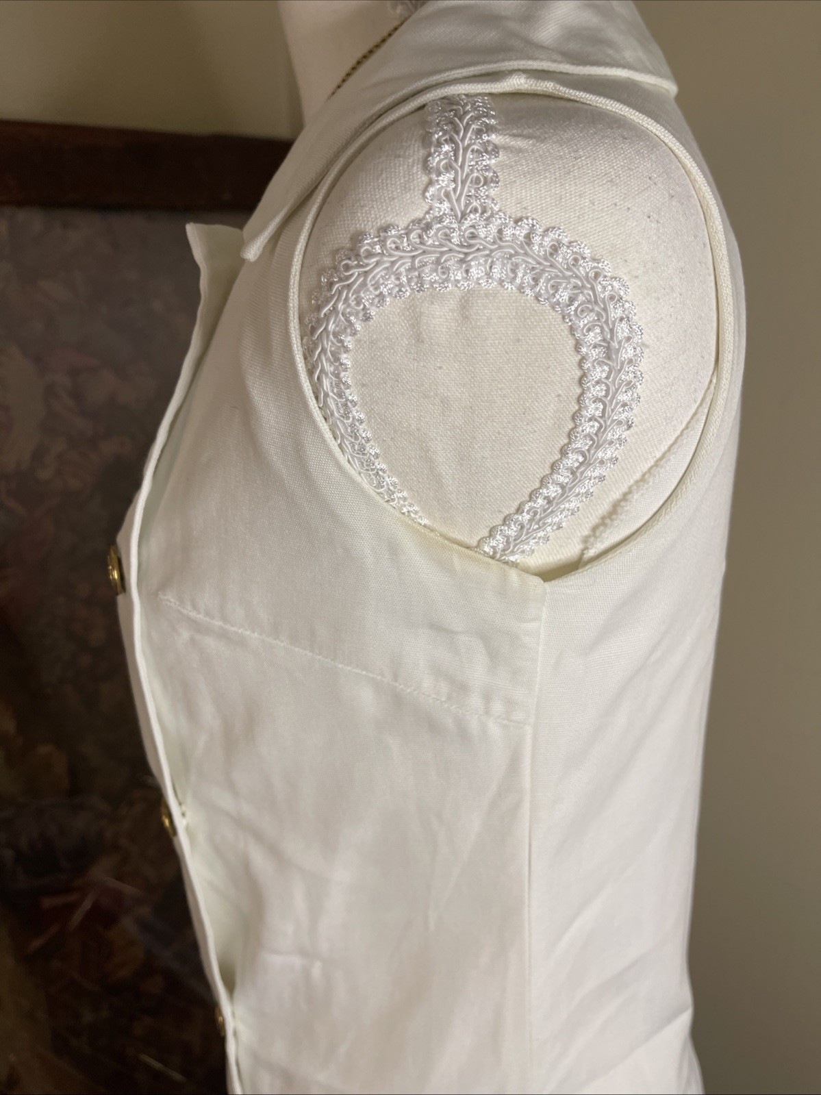 Vintage Thermo Jac Nautical Sailor Dress White Gold Button Pleated