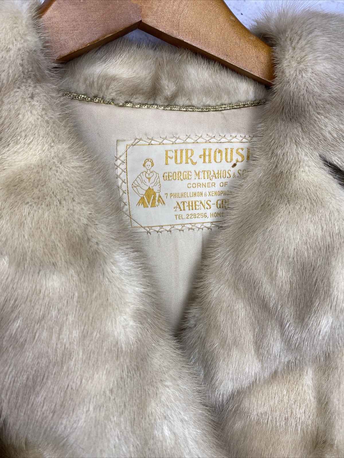Vtg Fur Coat By GEORGE M. TRAHOS Fur House Athens Greece