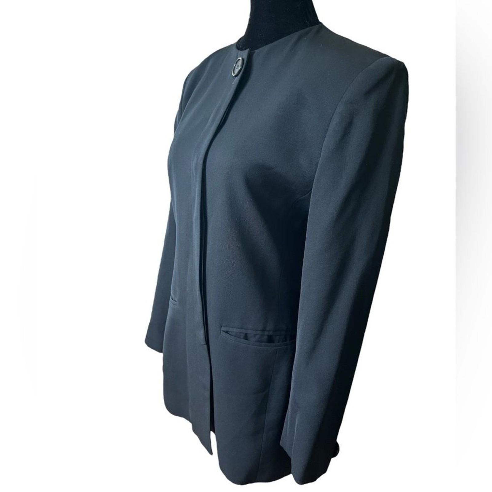 Vintage Saville Mod Wool Blazer Size 4 Black Classic Mid-length Coat Jacket
