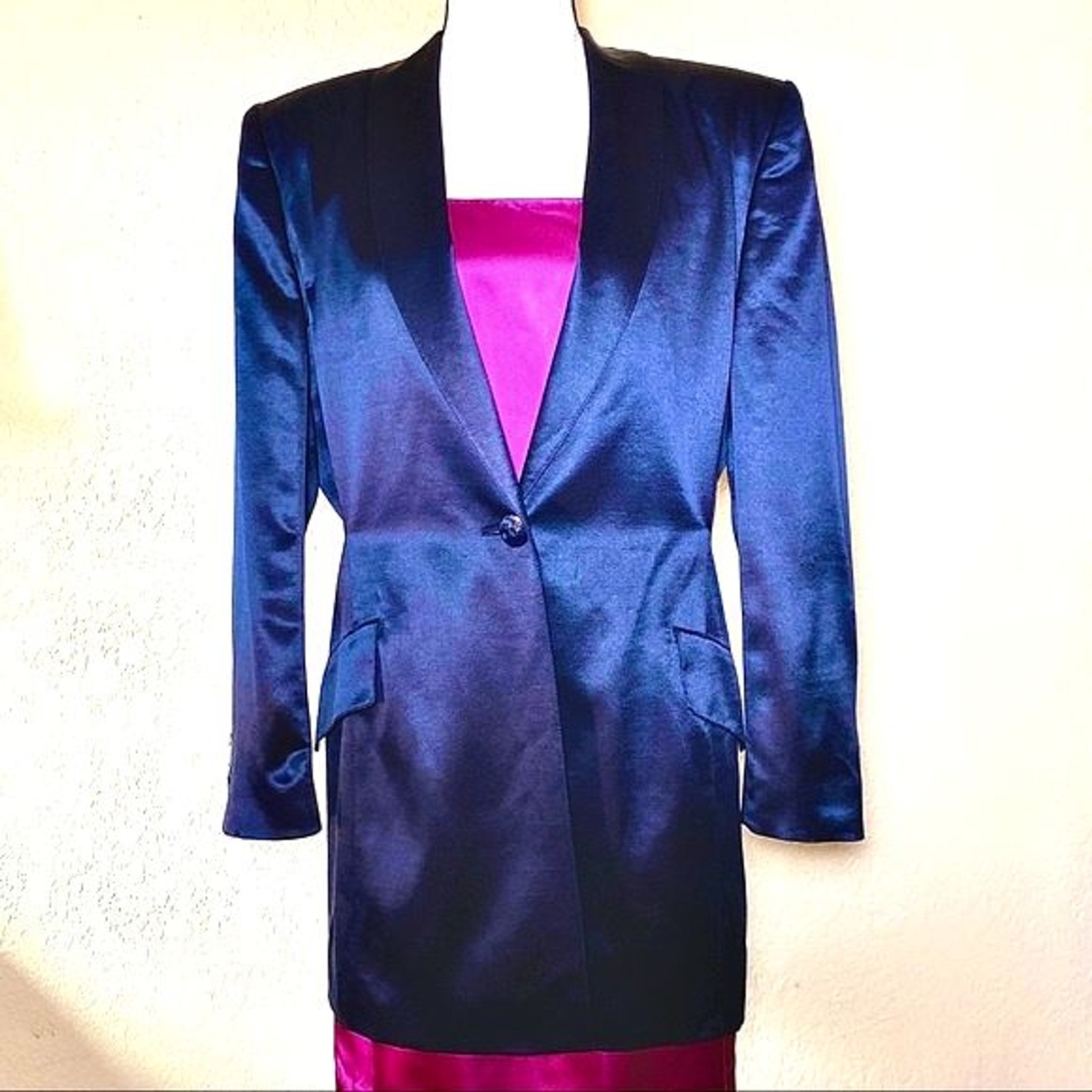 Vintage 80s Escada by Margaretha Ley Wool/Silk Blend Long Blazer Jacket Sz M/L
