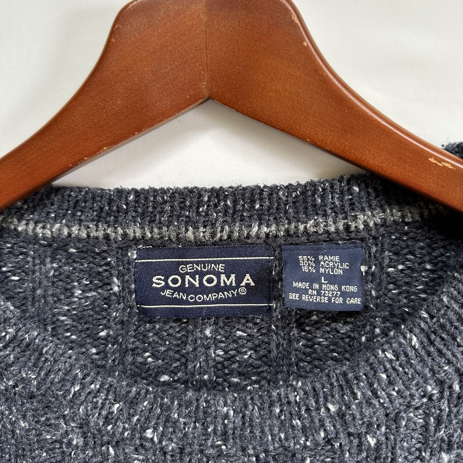VTG 90s Striped Blue White Gray Ribbed Sweater Genuine Sonoma Jean Company Large
