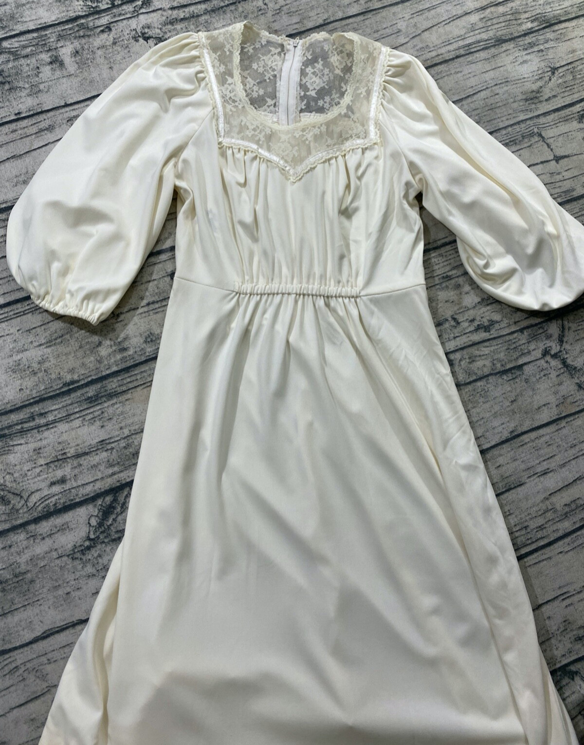 Jody T California Vtg 70s Lace Trim Prairie Maxi Dress Size 7 (Fits S) Cream