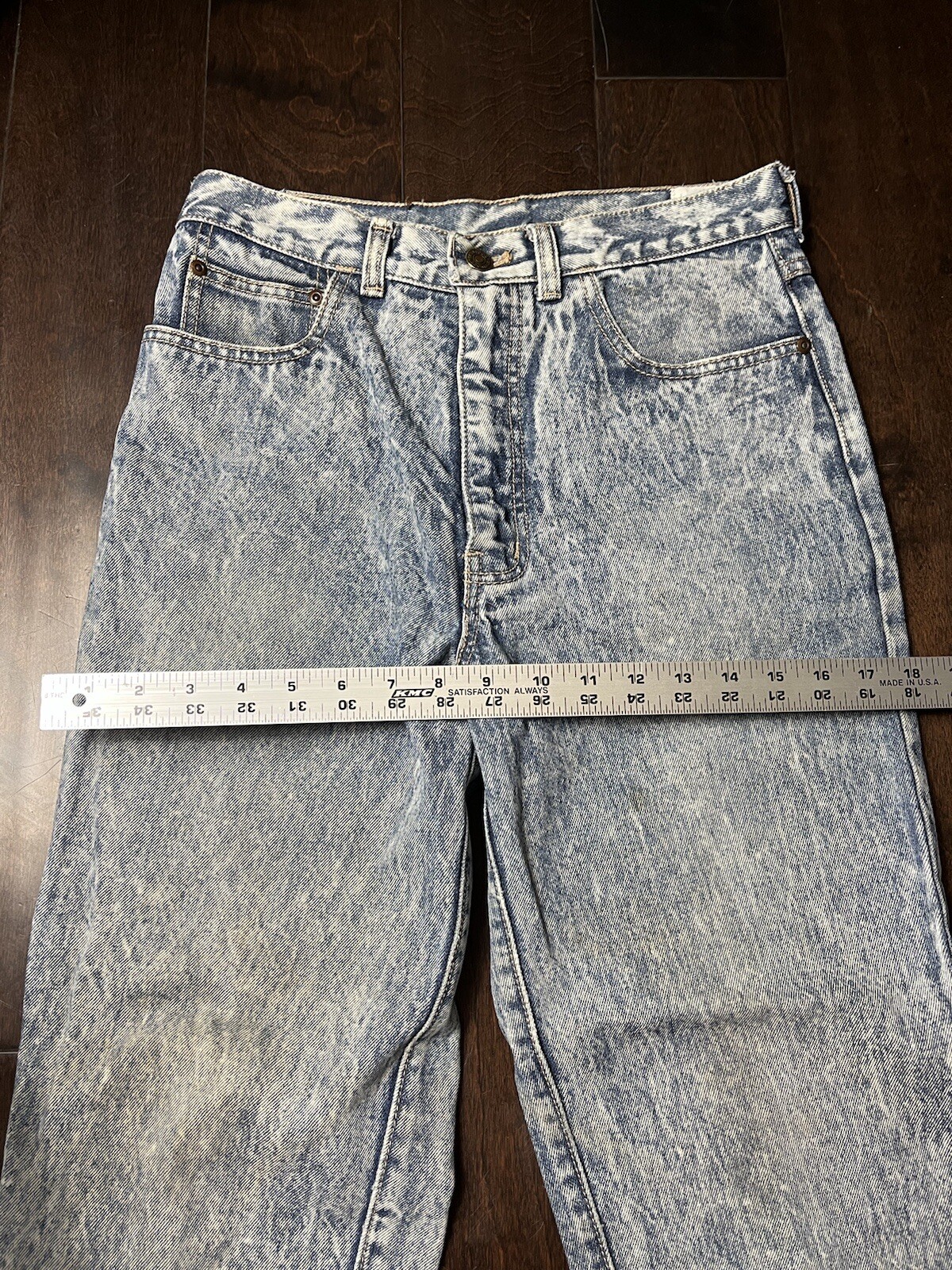 Vintage Textwood 1980s Acid Wash Jeans Blue Denim Sz 28×39 Y2K