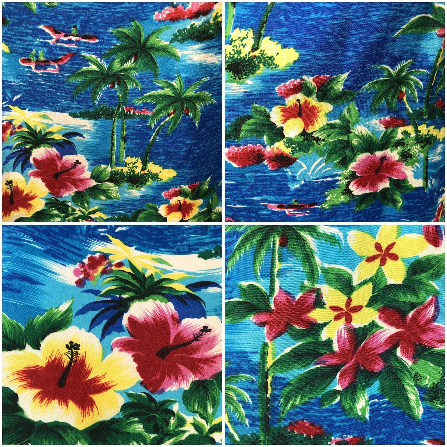 Vtg 60s Dress Hawaiian Classic Rayon Muu Muu Novelty Print Paradise Split Sleeve