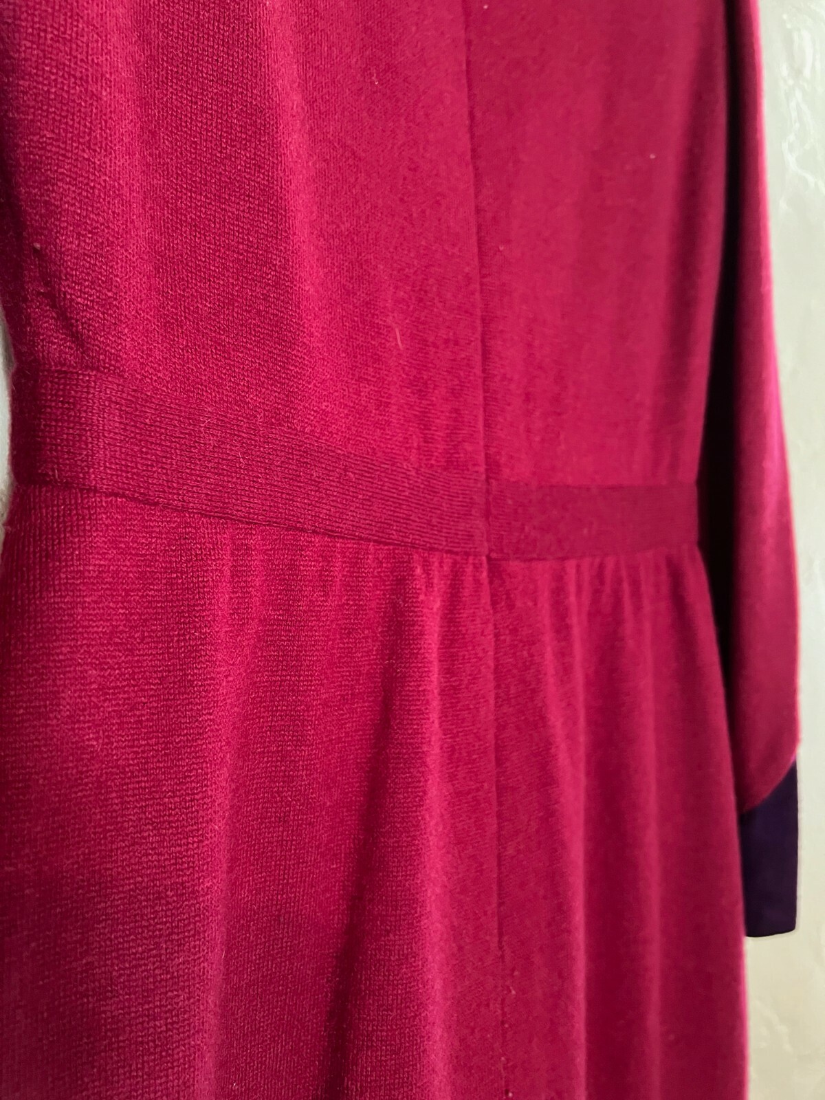 Vintage Couture Stanley Platos Martin Ross Wool/Cashmere 1980s Dress Red/Purple