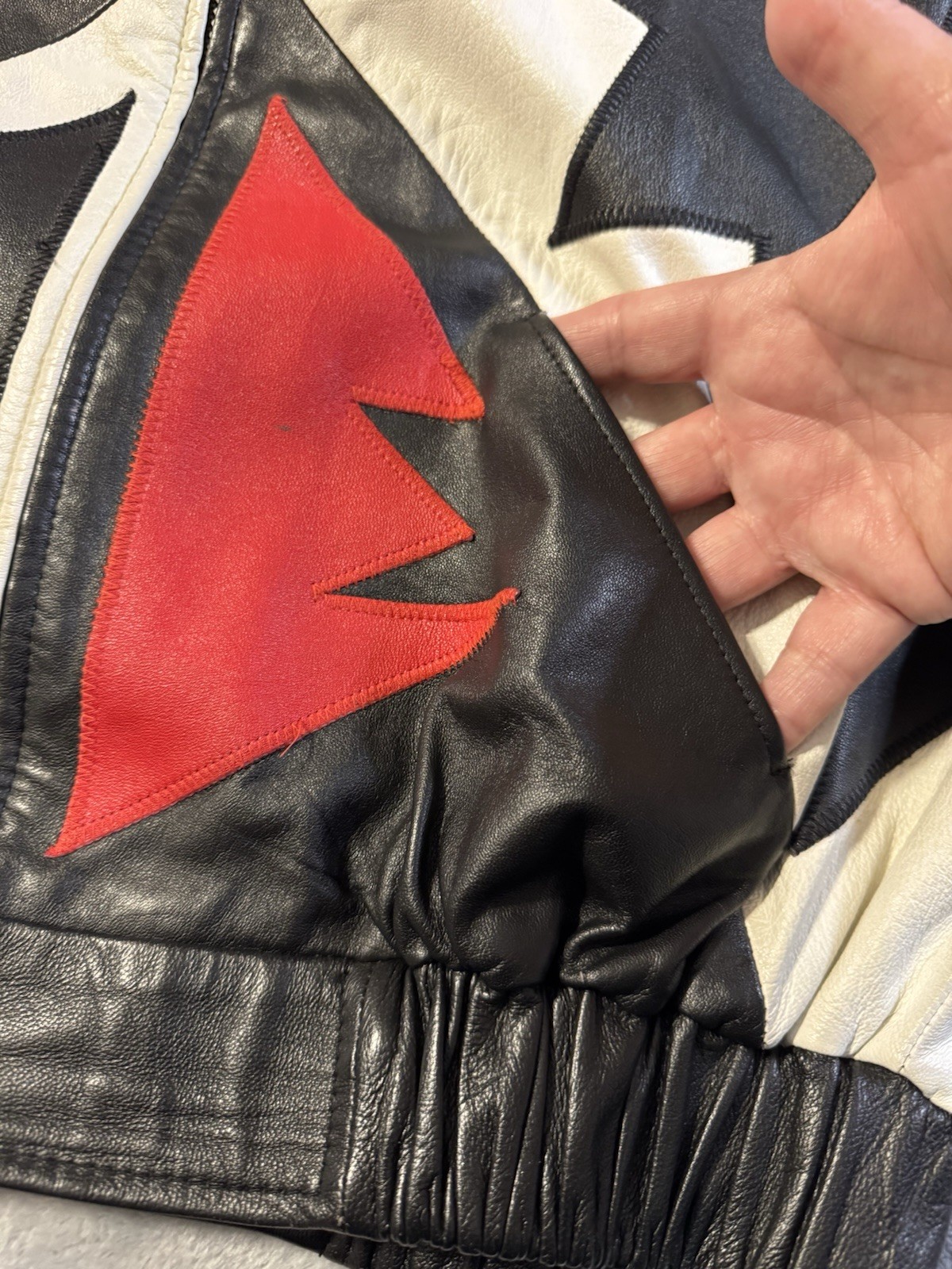 JULIAN K Vtg Rare Leather Bomber Jacket-Sz L Dolman Sleeves 80’s Glam Pop Rock
