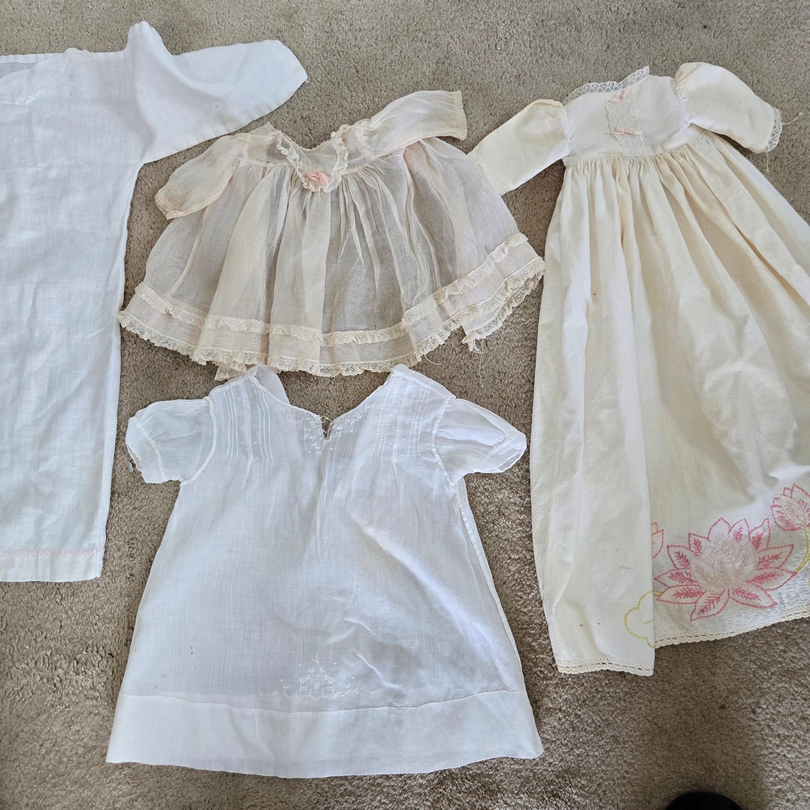 Vintage Baby and Doll Clothes Dresses Some Damaged Stains Need Mending