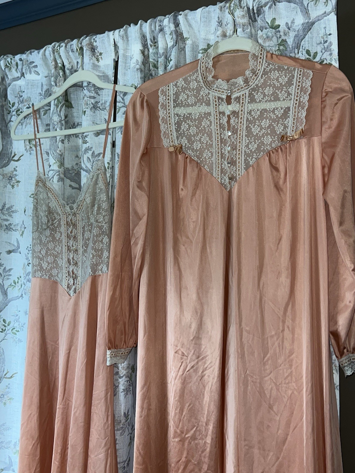 Vintage Pin-up 50”s Henson Kickernick Peach Lace Babydoll Nightgown Robe Set Sm