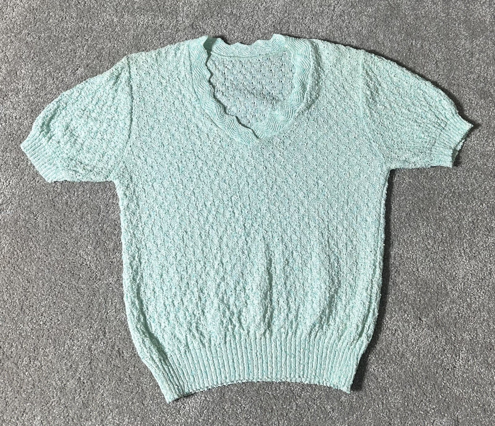 Vintage 80s Popcorn Sweater Womens Small Grandma Soft Girl Mermaid Pastel Retro