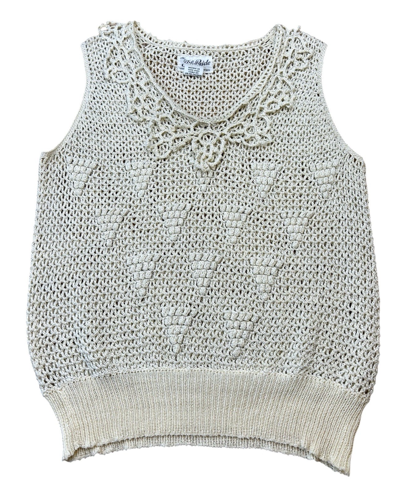 1960s Fairycore Euro Summer Preppy 100% Cotton Knit Top 32-36 Inch Bust