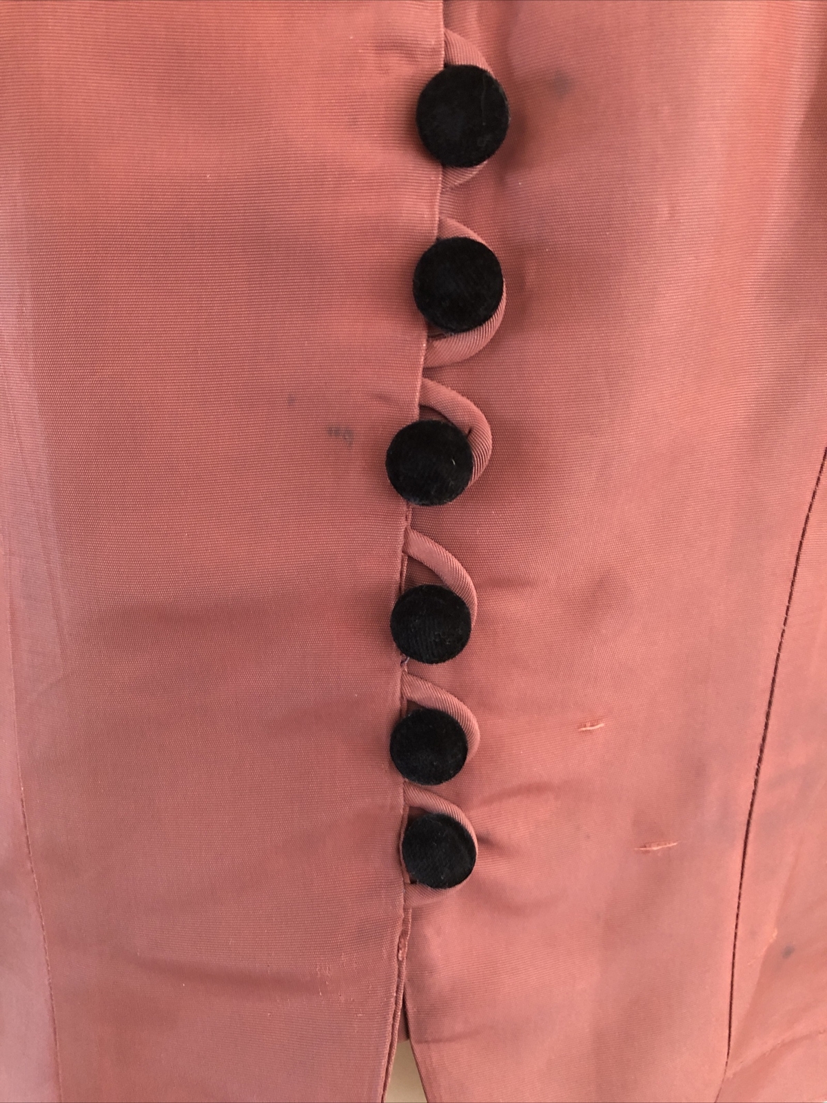 Victorian Antique Mauve Blouse W/ Velvet Buttons Lace Flower Size S/M