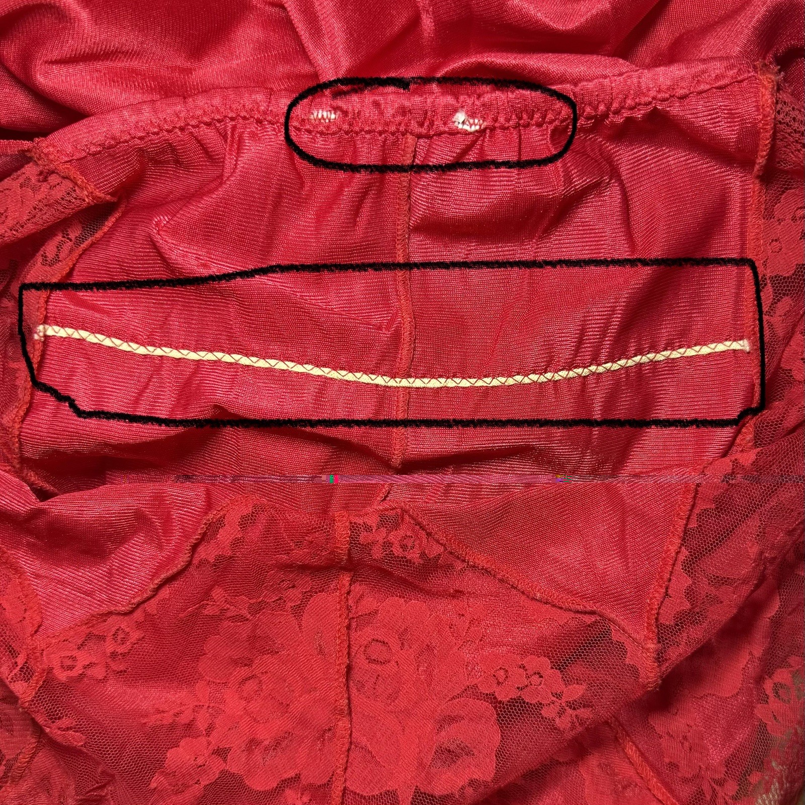 VTG 80’s Red Satin Nylon & Lace Nightgown Maxi Full Sweep Flare Thin Strap MED