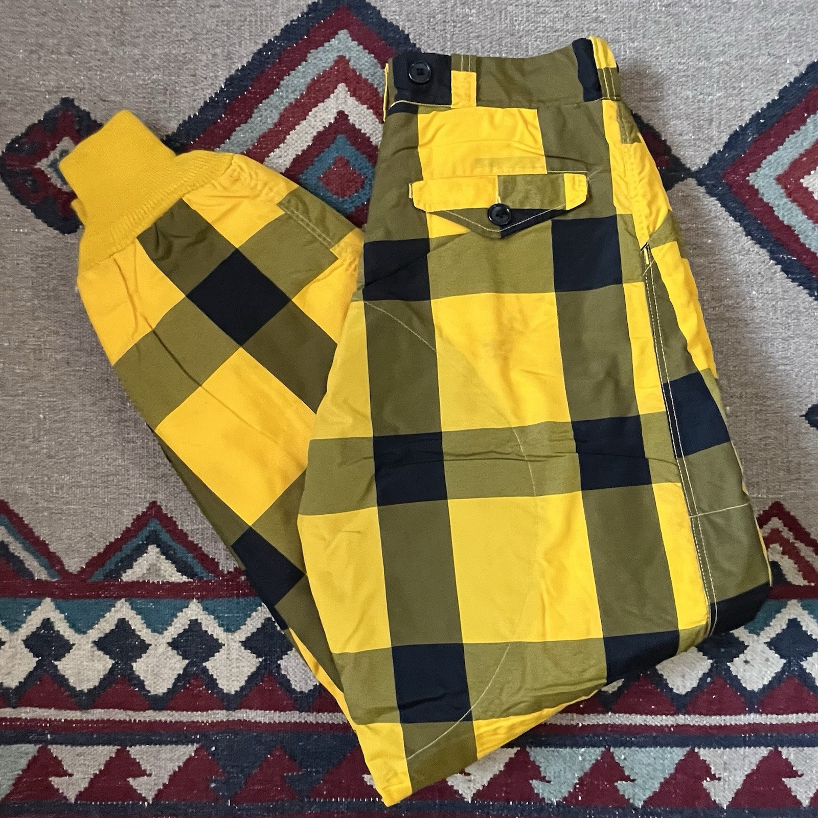 Vintage 50s JC Higgins Snow Winter Ski Pants Women’s 27×32 Yellow/Black Plaid