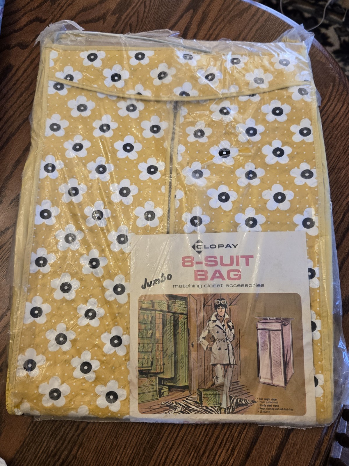 VTG Retro Mod 1969 Yellow Floral Dress Bag New Old Stock Original Bag. Cute!