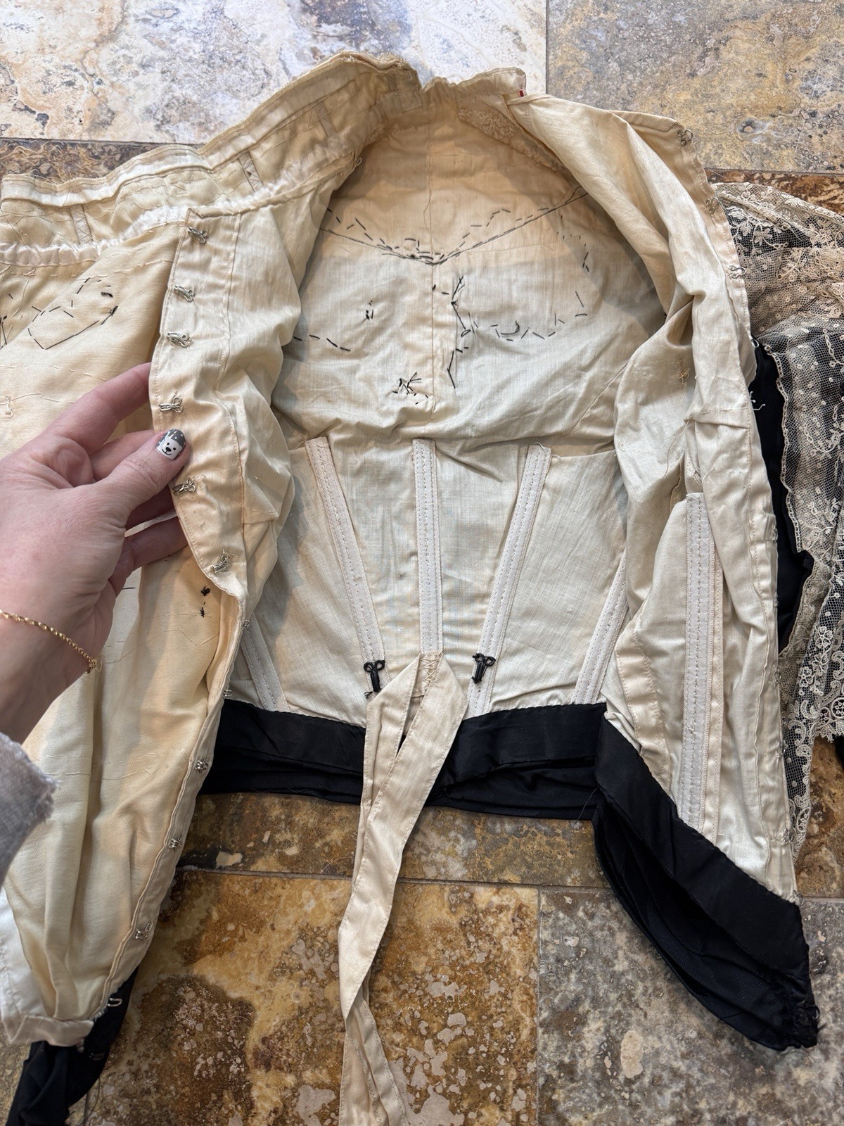 Antique Victorian Couture Bodice c1888–1893 Worth-Era Black Leg-of-Mutton Sleeve