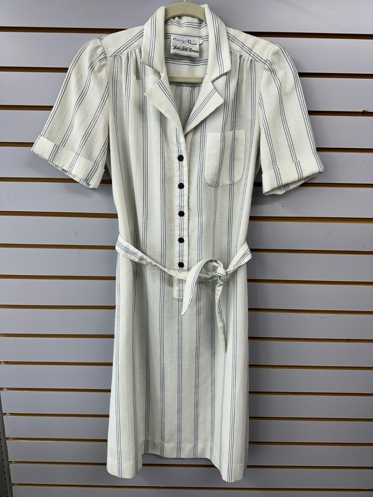 Vintage Saks Fifth Ave Womens Size 8 Dress 1950s PinStripe Schrader Sport Diner