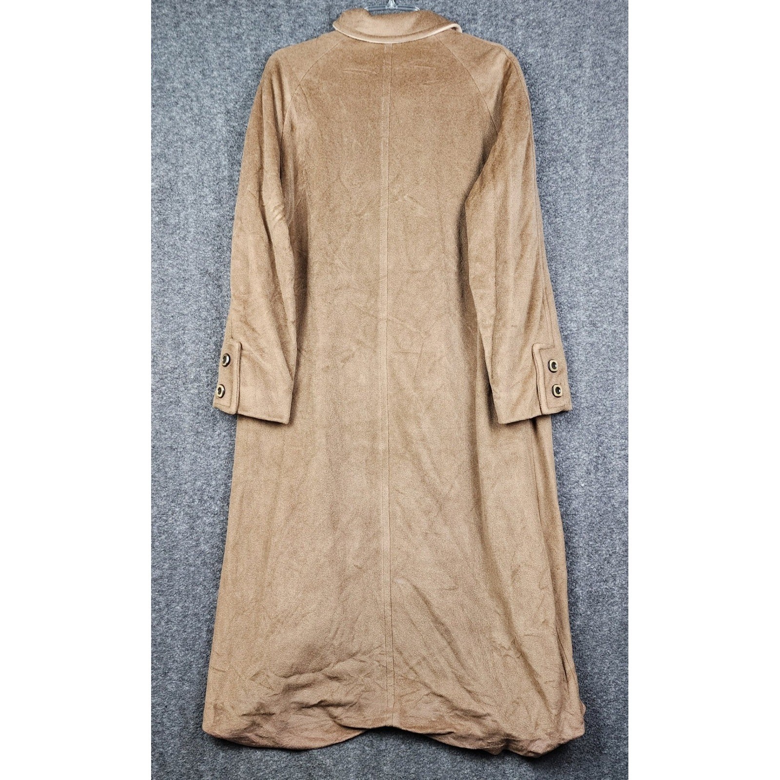 Cordana Wellington Long Coat Womens L Tan Vintage USA Union Made Faux Suede