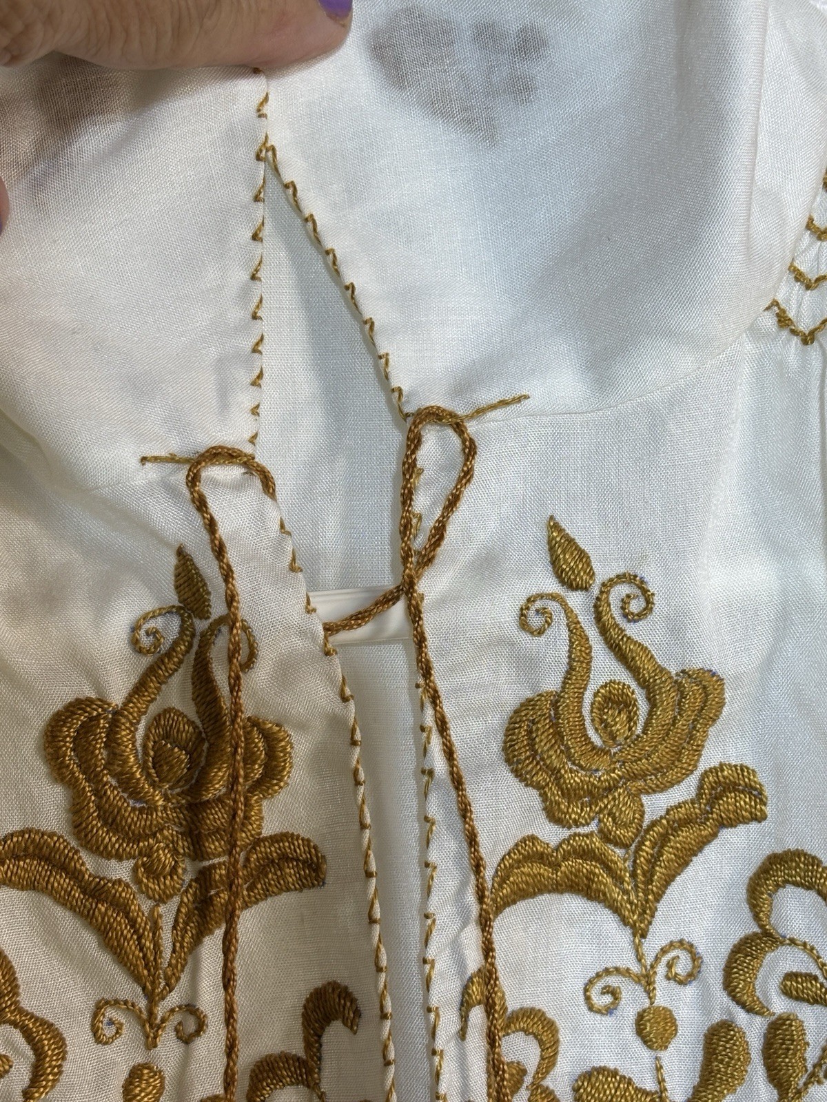 Women’s Peasant Blouse Med Hungarian Folklore Folk Art Gold 70s Vintage RARE