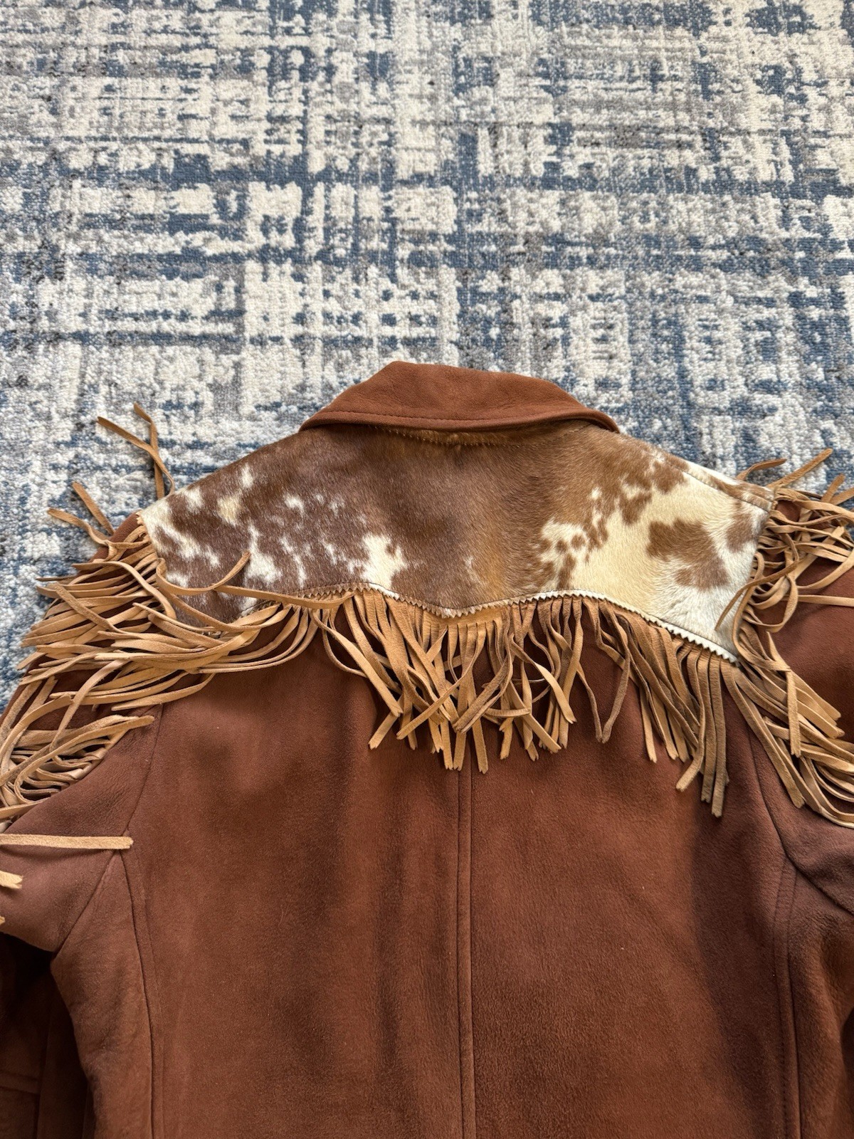 Vintage 1940s K-Bar-Z Brown Suede Cowhide Leather Fringe Jacket Women’s Sz M