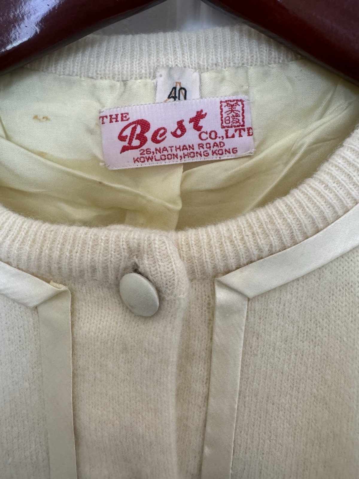 The Best Co., Ltd Vintage Ivory Yellow Embroidered Floral Cardigan Size 40