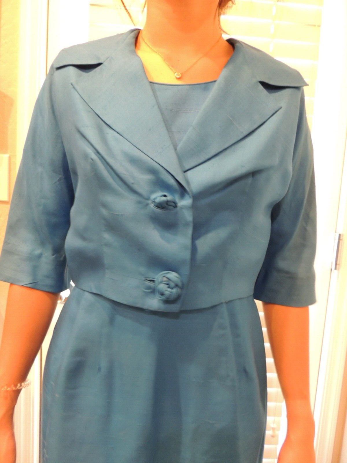 Vintage Alexander Lipton Dress Womens With Jacket Bright Blue