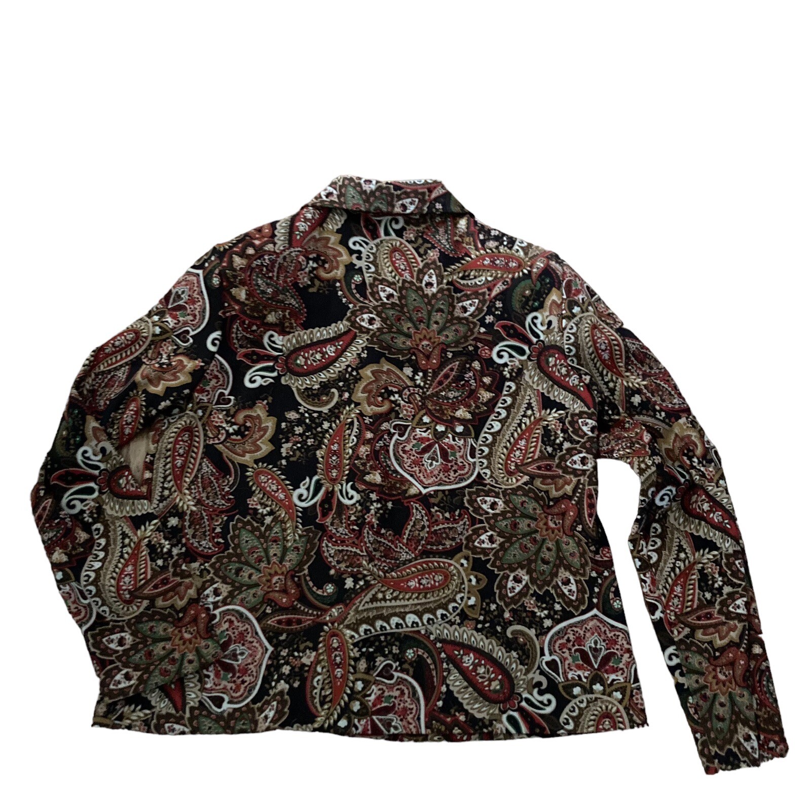 Vintage BRIGGS New York Cropped Button Up Jacket Sz PM Shoulder Pads Grannycore
