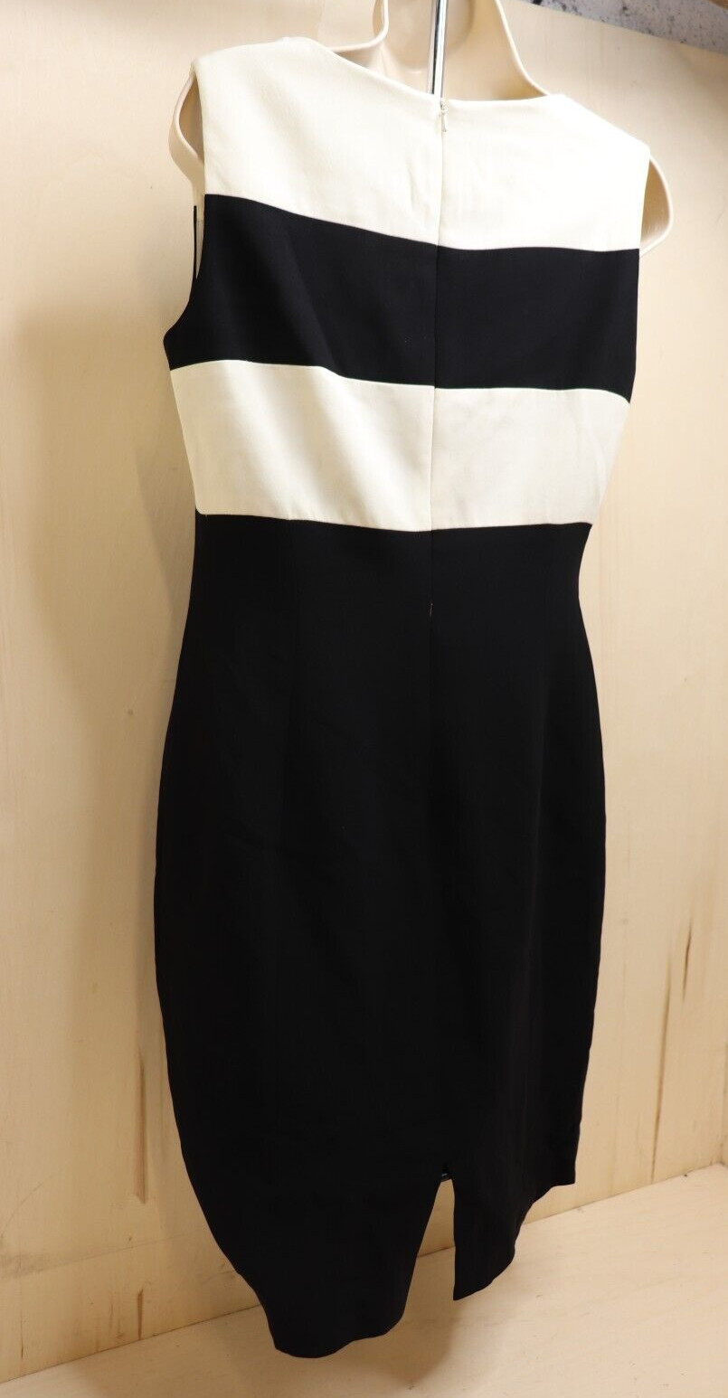 Vintage JONES WEAR Black White Color Black Shift Retro Dress Size 6 RN 54050