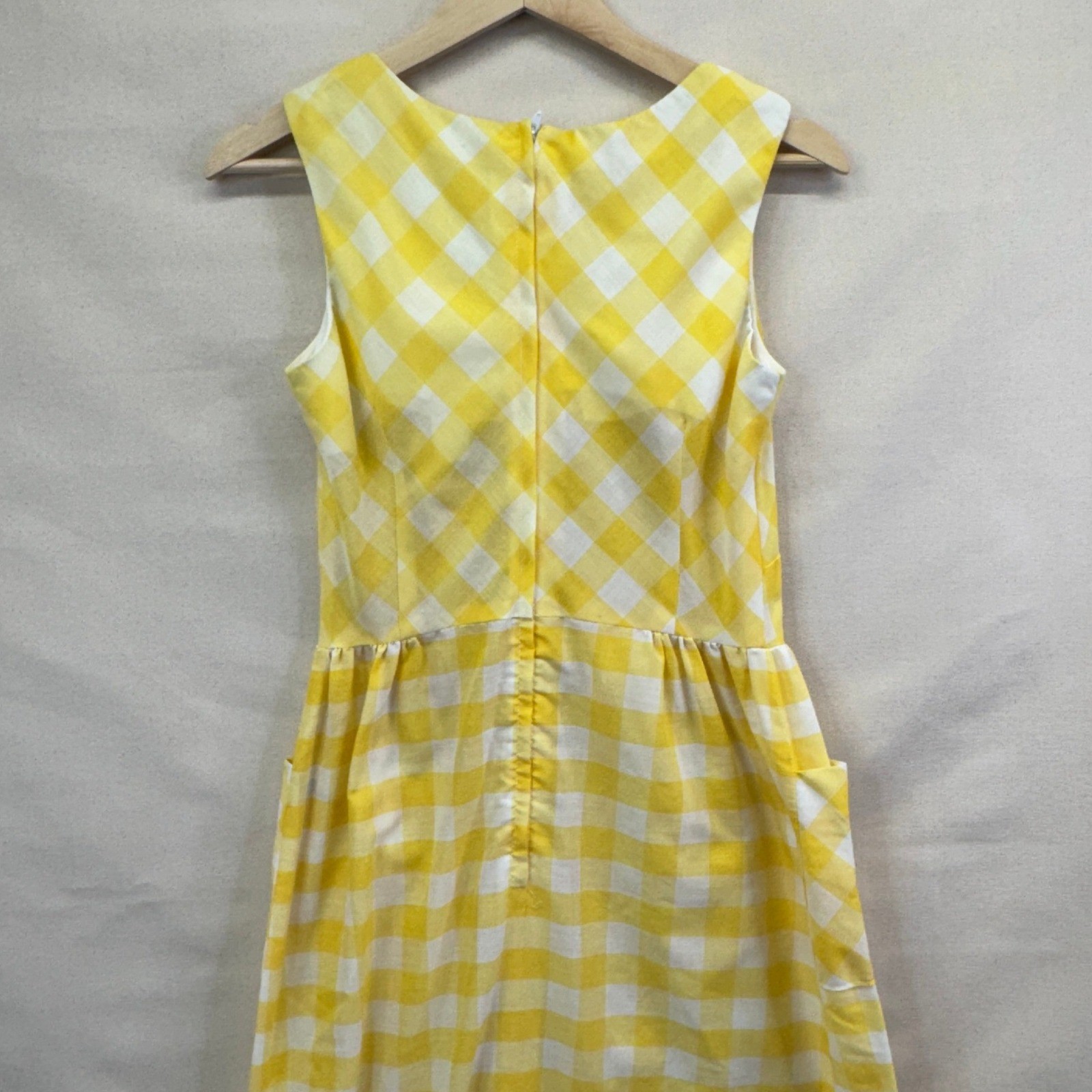 Vintage Gingham Maxi Dress Size 9-10 Yellow Plaid Sleeveless Cottagecore Retro