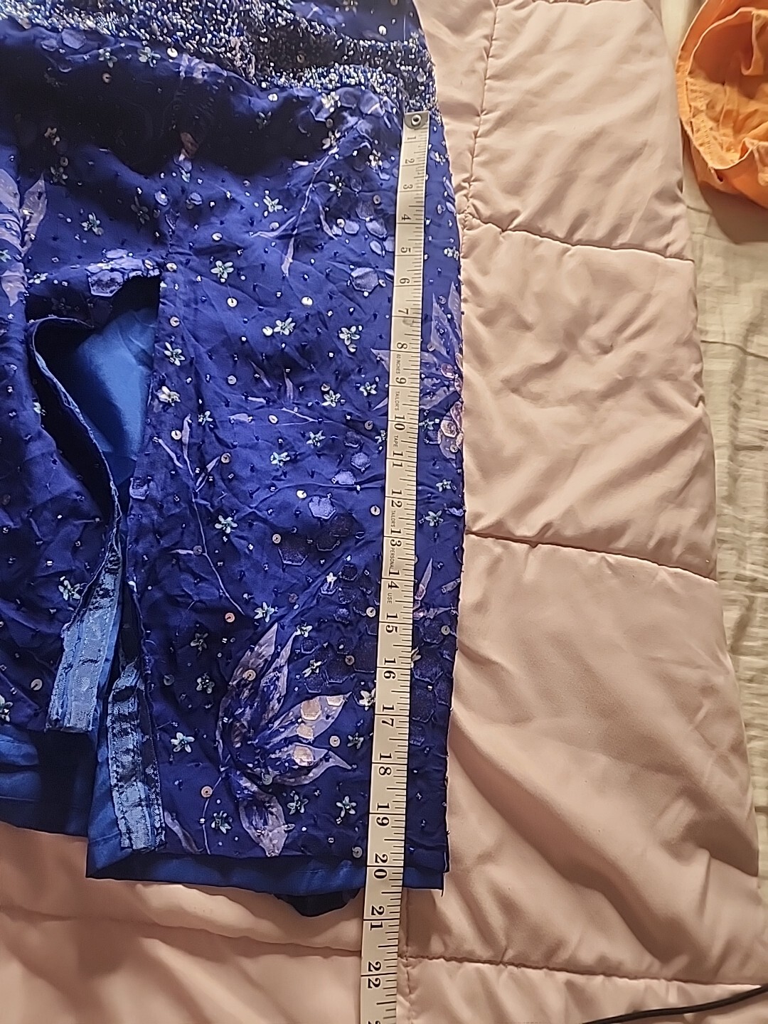 Costume Co Electric Blue Handmade Halter Dress Beaded & Sequins Broadway History