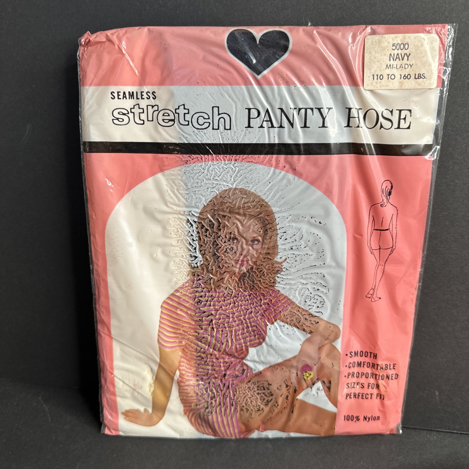 4 Pairs Vintage Seamless Stretch Pantyhose NAVY (110-160 lbs.) MI-LADY 5000
