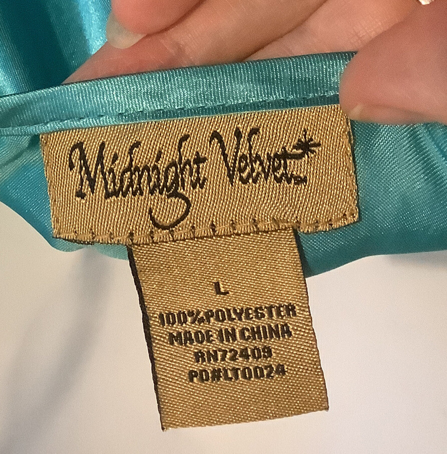 Vintage Midnight Velvet Teal Silky Nightgown Women’s Large