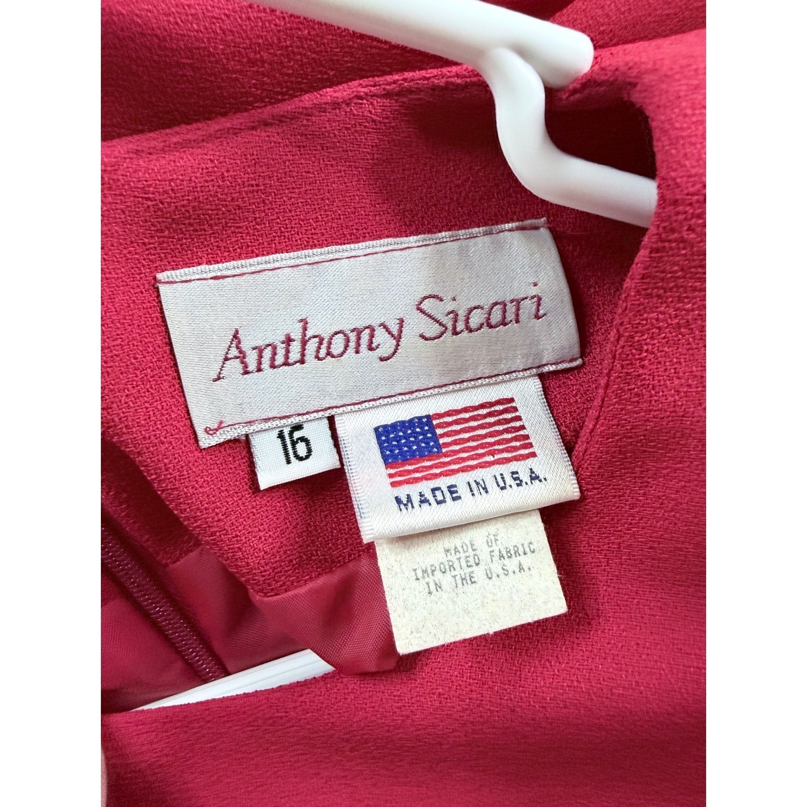 Anthony Sicari Sheath Dress Womens 16 Red Vintage Layered Bodice