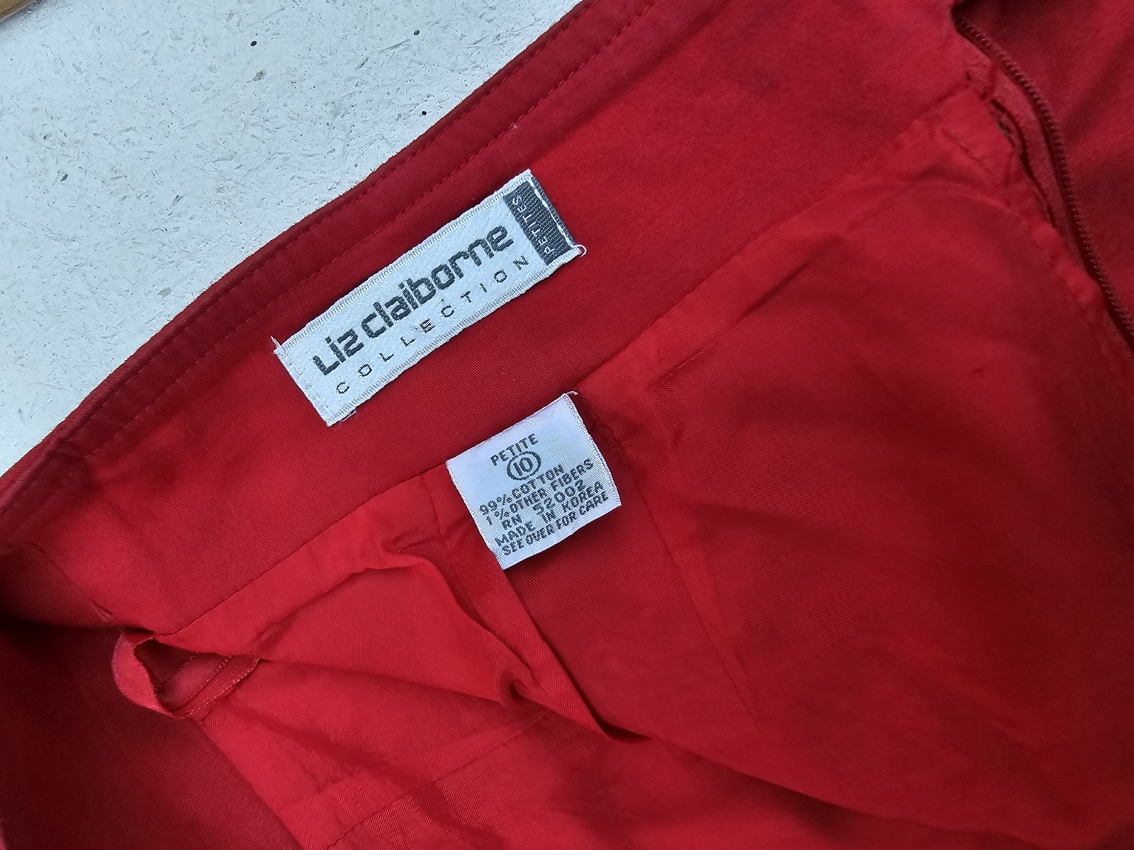 Liz Claiborne Collection Red Cotton Skirt Sz 10P Pencil High Waist Y2K Vintage