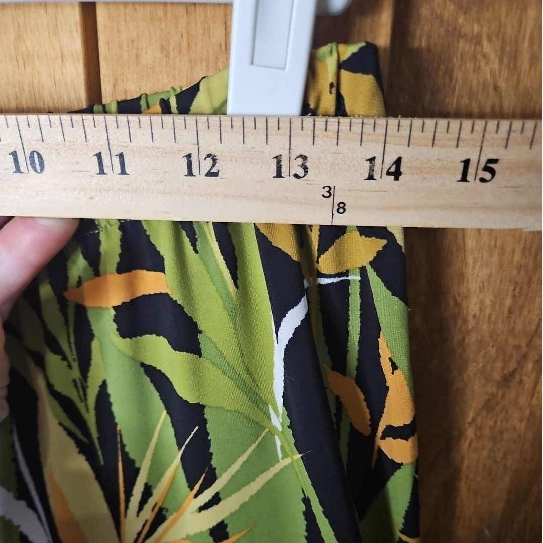 Bob Mackie Cropped Pants Sz S Tropical Wearable Art Wide Leg Elastic Waist #621