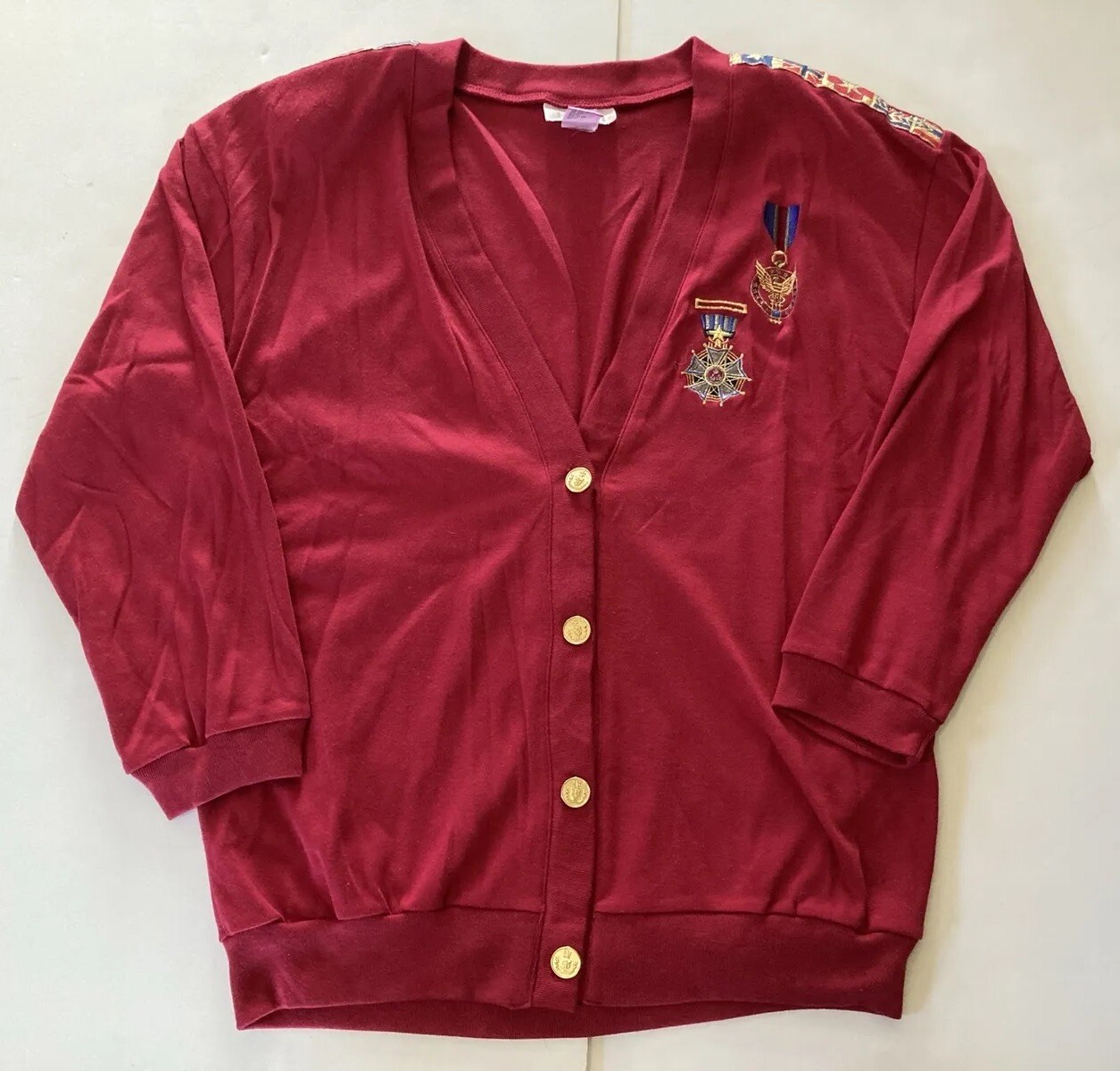 VTG Rafael Woman’s Sz M Red Button Up Cardigan 3/4 Sleeve