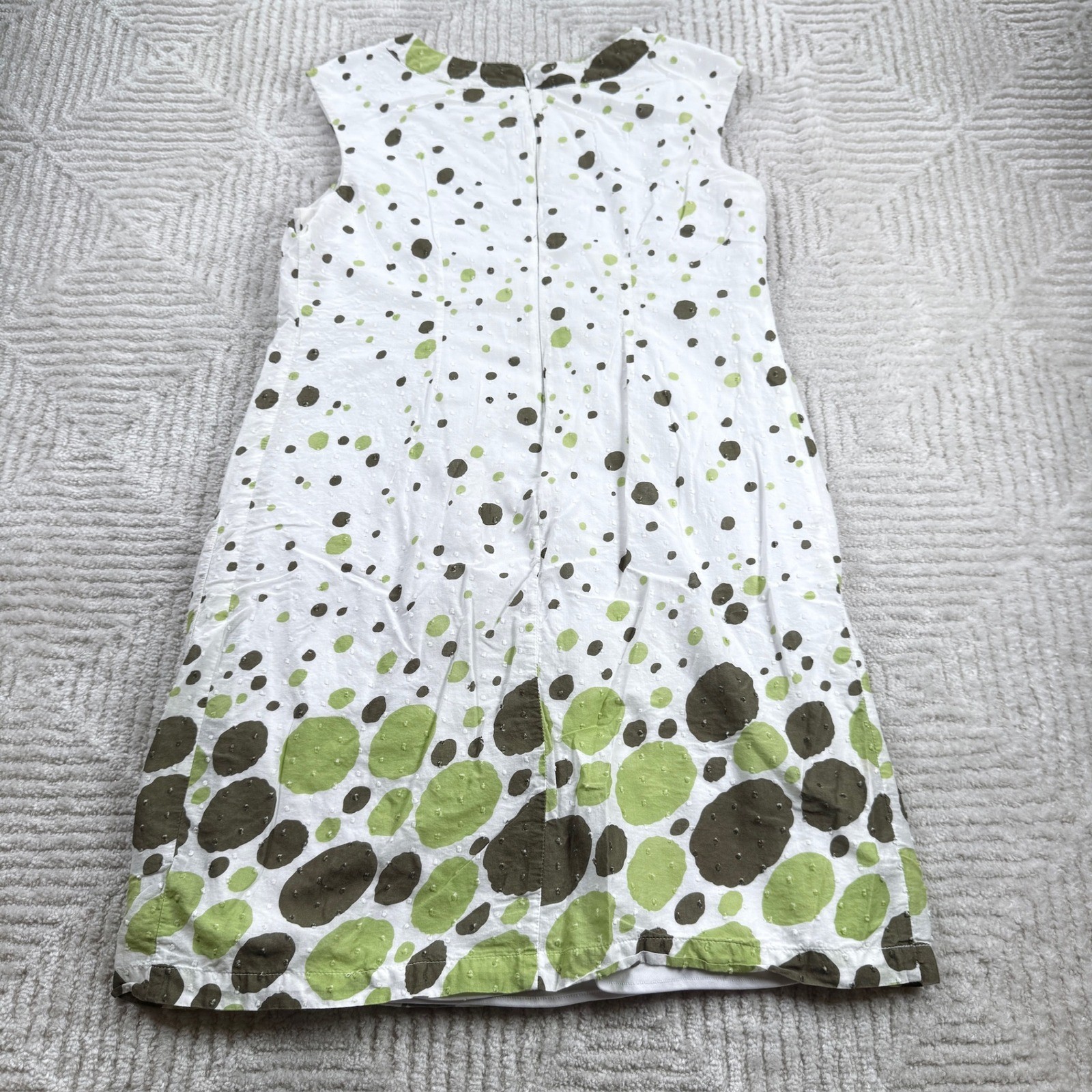 Rabbit Rabbit Rabbit Designs Dress Women’s 10 White Green Polka Dot Mod Retro