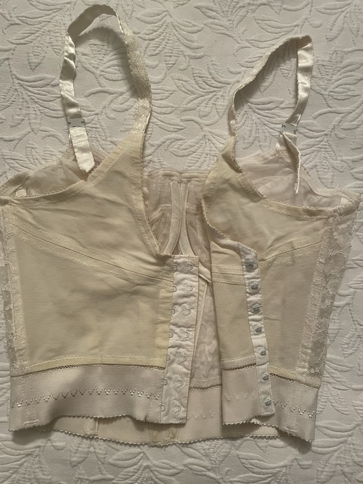 Vintage Rondeau original Lilyette bra 38 / 39 C Long line ivory lace Corset #679