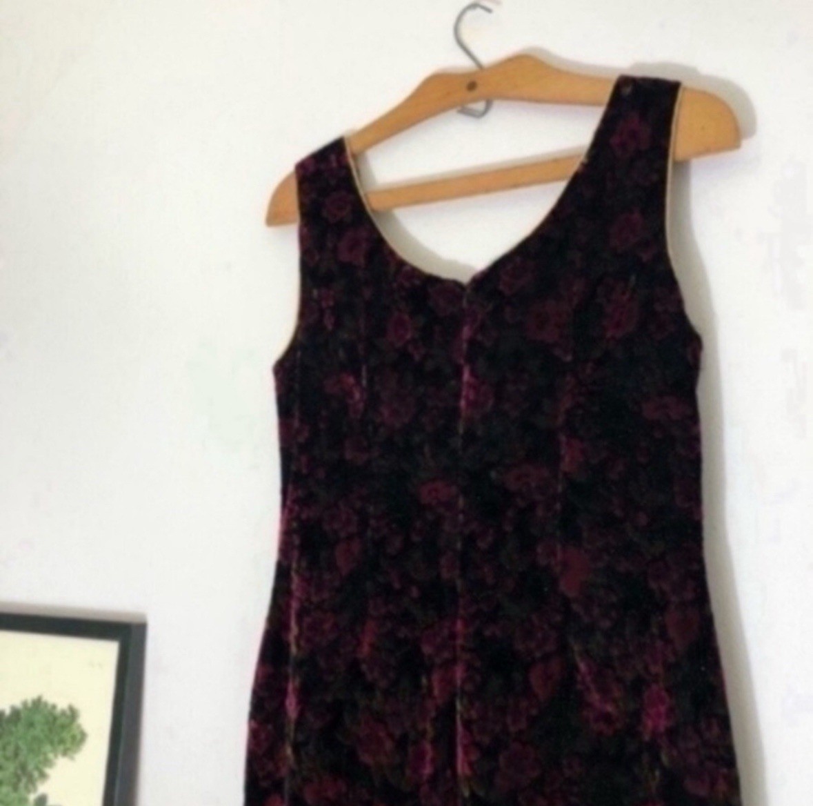 Vintage Lisa Michaels Petite glitter and velvet dark floral dress size 10