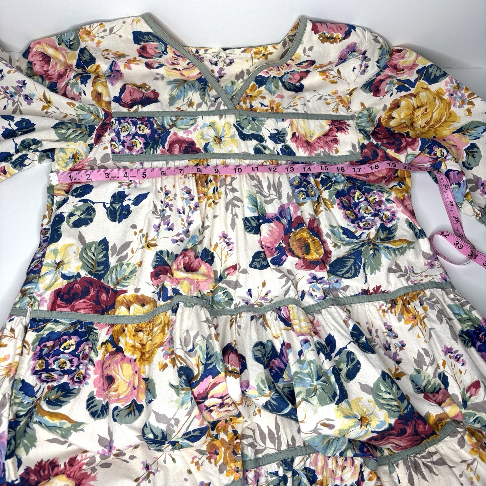 Dress Vintage 1970’s STAR OF INDIA Tiered Floral cotton Cottagecore Festival M