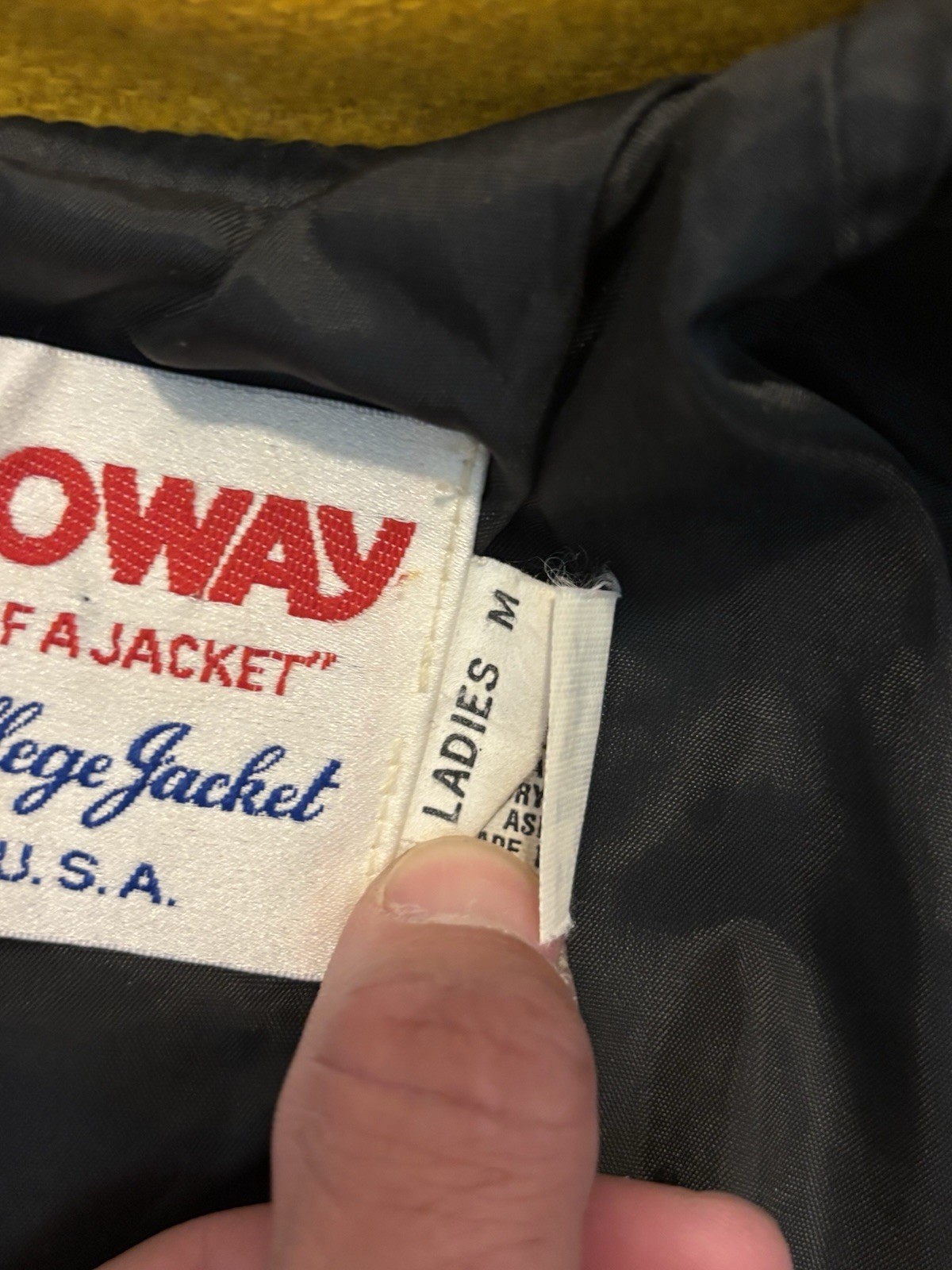 1987 Holloway Wool Blend Varsity Cheerleader Letterman’s Jacket Blue and Gold