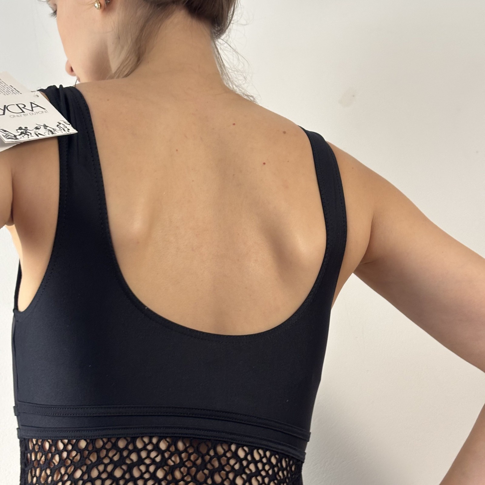 Candy Jay Black Mesh Leotard 80s-90s / Cutout Bodysuit, Aerobics & Dance
